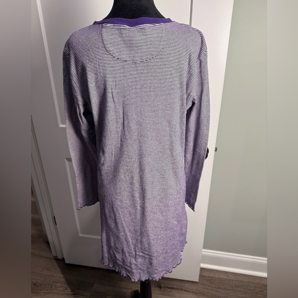 Lauren Ralph Lauren purple Striped Nightgown Women's Long Sleeve Ruffle Trim - Picture 4 of 7
